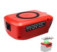 Cargador portátil inalámbrico MXJFYY de 18 V para Einhell Power X-Change, estación de Carga rápida Universal de 15 W para Samsung y iPhone 16/15/14/13/12 con Dos Puertos USB-C y USB-A.