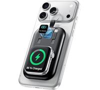 Cargador portátil magnético de 10000 mAh, 22.5 W, USB C, batería externa inalámbrica de carga rápida con cables integrados, pantalla LED inteligente, paquete de batería esencial de viaje para iPhone