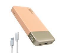 Cargador portátil NOBIS, Power Bank de 10000mAh con Carga rápida, Banco de batería con Cable C a C, Banco de batería con Pantalla Digital para Phone, Pad, Android, etc. (Naranja, 35W)