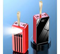 Cargador portátil Power Bank Carga rápida Batería Externa Paquete de Carga rápida 80000 mAh Cargador portátil móvil/teléfono portátil/USB c S,Rojo