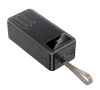 Cargador portátil Power Bank de 4 Puertos USB, batería Externa con luz LED, Alta Capacidad, 3 Cables Integrados para teléfonos, Color Negro, 30 000 mAh