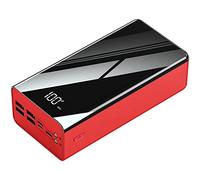 Cargador portátil Power Bank de 40 000 a 80 000 mAh, batería de Alta Capacidad con Pantalla, Carga rápida de 4 Dispositivos simultáneamente, Color Rojo, 80 000 mAh