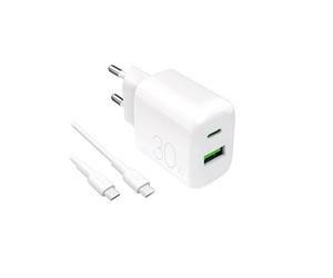 Cargador - PURO - PROLITE 30W - USB-A y USB-C - Carga rápida - Cable 1,2m