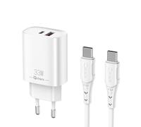 Cargador qcharx eros 3a 33w 1 x usb tipo a - 1 x usb tipo c blanco + c