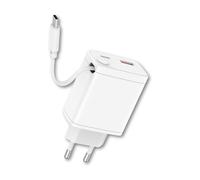 Cargador qcharx juno 3a 20w 2 puertos usb + tipo c + cable tipo c blan