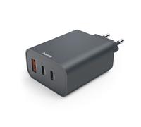 Cargador rápido, 2 USB-C, 1 USB-A, PD, 65 W, antracita