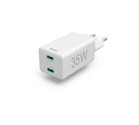 Cargador rápido, 2 x USB-C, PD/Qualcomm®, mini-cargador, 35 W, blanco