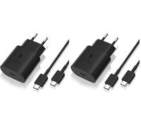 Cargador Rápido 25W + Cable conSamsung S25 Edge/S25/S24/S23/S22/S21/A26/M55 5G/F16/A71/A72/A80/A73 5G/A25/A54/A53/A34/A14/Zfold 6-5-4-3/Zflip 6-5-4-3/Note 20 Ultra (Paquete de 2)