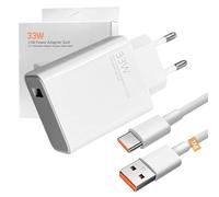 Cargador Rápido 33 W para Xiaomi con Cable de Datos USB-C de 1 M, Compatible con Xiaomi 14/13/12/11/10 Serie, Redmi Note 14/13, Redmi 13/12/11T/10S, Poco C75/A5/F4/F5/X5/X6/M4/M5