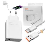 Cargador Rápido 33 W para Xiaomi con Cable de Datos USB-C de 2 M, Compatible con Xiaomi 14/13/12/11/10 Serie, Redmi Note 14/13, Redmi 13/12/11T/10S, Poco C75/A5/F4/F5/X5/X6/M4/M5