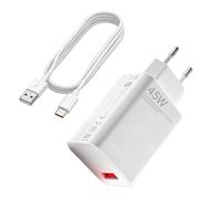 Cargador Rápido 45W Adaptador Tipo C y Cable USB C 2M Compatible con XiaoMi | 6A Carga Turbo Compatible con Redmi Note 14 5G 13 12 15T 15 X7 Pro F7 F8 C85 M7 Ultra Turbo 4 Pro 5 Pro