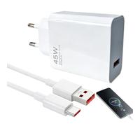 Cargador Rápido 45W con Cable USB-C 6A 1 Metro para Xiaomi Redmi Note 14 Pro/15 Pro/Pad 8/7/6, Poco X7/M7 Pro, Cable Turbo Carga Segura y Transferencia de Datos 480Mbps, Adaptador y Cable Duradero