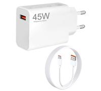 Cargador Rápido 45W USB-C con Cable 6A 1M para Xiaomi Redmi Note 14 Pro 5G, Poco X7, Mi 11 Lite, Pad 7/6 - Adaptador de Carga Turbo Seguro para Dispositivos USB Tipo C Xiaomi, Redmi, Poco y Android