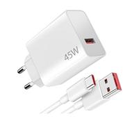 Cargador Rápido 45W USB con Cable USB-C 6A de 1m para Xiaomi Redmi Note 15/14/13, Poco X7/M7 y Mi 10T, Pad 6, Pad Pro 5G - Adaptador Turbo Seguro con Transferencia de Datos