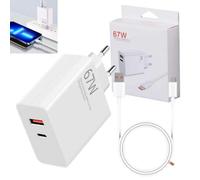 Cargador Rápido 67W con Cable USB C 6A 1M, 2-Puertos Tipo C + USB A Enchufe Cargador Carga Rapida, para Xiaomi Redmi Note 15 14 Pro 5G, Xiaomi 17T 15 14 Ultra/14/14T/13 Lite, Poco X7 F7 X5 X4 X3 M6