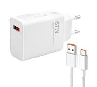 Cargador Rápido 67W con Cable USB C para Xiaomi 14,14 Ultra 13T 12T Pro 12, Redmi Note 12 Pro 11 Poco X5 F5 X5, Carga Rápida 6A, Adaptador de Cargador Ultra Rápida para Xiaomi y Redmi Pad