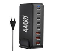 Cargador rápido 8 en 1 GaN III 440 W PD 5X USB C 3X QC 3.0 para iPhone