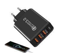 Cargador rápido - Bloque Compacto de Carga múltiple para Smartphone, Tableta, portátil, Fuente de alimentación para Oficina, hogar, Viajes, Coche, Adaptador de Corriente de Alta Velocidad con