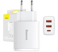 Cargador Baseus Compact Fast Charge 2xUSB-A 1xUSB-C 30W Blanco