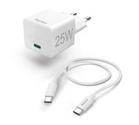 Cargador rápido con cable USB-C, cargador mini, PD, 25W, 1,5 m, blanco