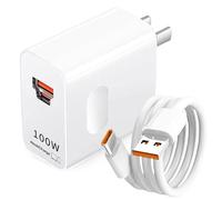 Cargador rápido de 100 W, cargador de 2 puertos, carga rápida USB-A con 6 A USB-A a tipo C, cable de carga de 1 m para Honor Magic7 Pro 7 Lite 6Lite 6Pro X6b 200 Smart Pad