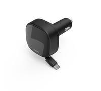 Hama Cargador rápido para coche, 2 puertos USB-C, cable de carga extensible, PD, 30 W, negro