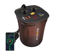 Cargador rápido de coche portátil - Adaptador USB de carga pesada, pantalla digital de carga rápida, portavasos inversor | Accesorio de carga de automóvil eficiente para teléfonos inteligentes, ta