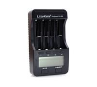 Cargador rápido de cuatro ranuras, cargador de batería universal inteligente con pantalla LCD capacitiva, incluye organizador de baterías para una