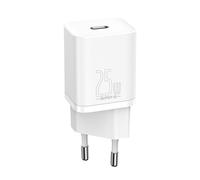 Cargador Rápido De Pared 25W USB-C Con Cable USB-C De 1m, Blanco, Baseus