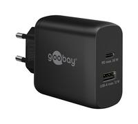 Cargador rápido doble Goobay USB-C™ PD (65 W), negro