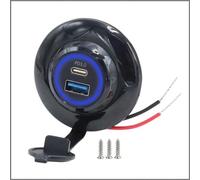 Cargador rápido dual de 30 W, montaje en panel, diseño redondo plano con puertos PD tipo C y USB A QC 3 0, interruptor basculante impermeable IP65 y estado de carga LED para 12 V 24 V