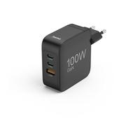 Cargador rápido GaN de 100 W con Power Delivery & Quick Charge 3.0 - 3 puertos USB-C y USB-A adaptador de carga para smartphone, tablet y ordenador portátil - Compacto, seguro, negro