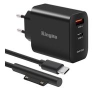 Cargador rápido GAN de 65W para Microsoft Surface, ultracompacto con Doble Puerto (USB-C y USB-A), Compatible con Surface Pro 3-11/X, Book, Go, Surface Laptop Studio, Incluye Cable de 1,5 m