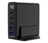 Cargador rápido Gembird GaN 5 puertos 140W USB-C/A Negro