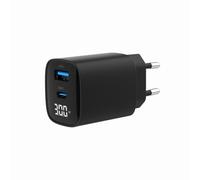 CARGADOR RAPIDO USB GEMBIRD DE 2 PUERTOS Y 30 W, LCD, NEGRO