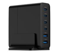 CARGADOR RAPIDO GEMBIRD USB GAN DE 6 PUERTOS 75 W NEGRO