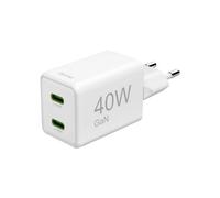 Cargador rápido Hama, GaN, 2x USB-C, Super mini cargador, PD, 40 W, blanco Cargador USB 40 W blanco