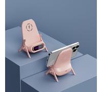 Cargador rápido inalámbrico magnético 3 en 1, mini silla portátil, soporte inalámbrico para teléfono, estación de carga magnética portátil con función de altavoz, regalo de decoración de escritorio