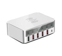 Cargador rápido multi-USB de 100 W, cargador inalámbrico PD20W QC3.0LCD, fácil de usar.