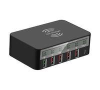 Cargador rápido multi-USB de 100 W, cargador inalámbrico PD20W QC3.0LCD, fácil de usar.