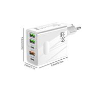 Cargador rápido multipuerto de 65 W con 2 puertos USB-C + 2 puertos USB + 1 puerto QC 3.0 (cargador de 5 puertos) para Samsung Galaxy Tab A9