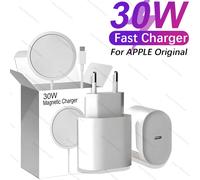 Cargador rápido Original de 30W para APPLE iPhone 16, 15, 14, 13, 12, 11 Pro Max Plus tipo C, cargador inalámbrico magnético, accesorios para teléfono