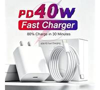 Cargador Rápido Original PD de 40W para iPhone 17 16 15 14 13 11 12 Pro Max Plus Air, Cable USB-C Trenzado de Carga Rápida Tipo-C de 1M
