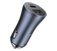 Cargador Rápido Para Coche 40W 12-24V USB + USB C, Gris Oscuro, Baseus