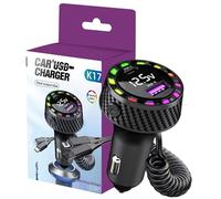 Cargador rápido para coche, cargador de teléfono para coche, adaptador de 2 puertos con cable en espiral, cargador de coche para la mayoría de teléfonos y tabletas, cargador de coche de carga rápida