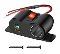 Cargador rápido para coche con doble puerto USB QC3.0 y toma de mechero.