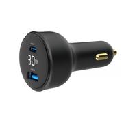 CARGADOR RAPIDO PARA COCHE GEMBIRD USB DE 2 PUERTOS, TIPO C PD, LCD, 30 W,NEGRO