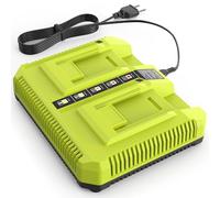 Cargador rápido PASUKTER de 2 Puertos para la batería de Litio RYOBI OP401 de 40 V, Compatible con los Modelos OP4015, OP4026, OP4040 y OP4050; Cargador de Repuesto para baterías Ryobi de 40 voltios