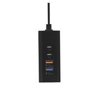 Cargador Rápido PD De 4 Puertos, Enchufe USB, Tira Alimentación, Estación Carga, Divisor, Teléfono, Toma Corriente(Black)