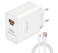 Cargador rápido Supercharge de 100 W para Honor y Hua-wei Cargador USB C de 2 Puertos con Cable USB C de 2 m y 6 A para Honor Magic 7 Pro 6 Lite/Honor 200, 400 Pro/Mate 70, 60, 40, 30, P60, P40